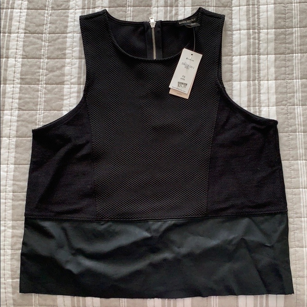 Banana Republic Ponte Faux Leather Sleeveless Top